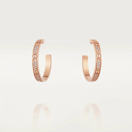 [basloveJW]LOVE DIAMOND PINK GOLD HOOP EARRINGS