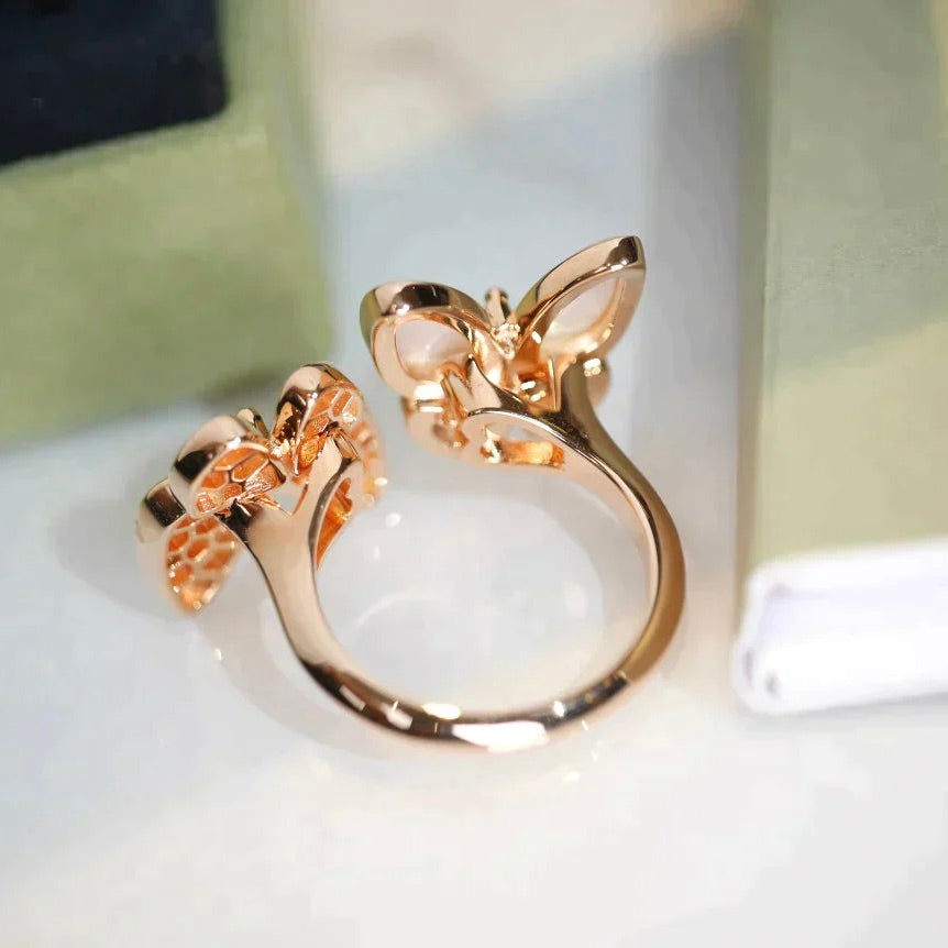 [basloveJW]TWIN BUTTERFLY DIAMOND MOP RING