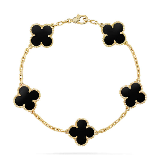 [basloveJW]CLOVER  5 MOTIFS BLACK ONYX BRACELET