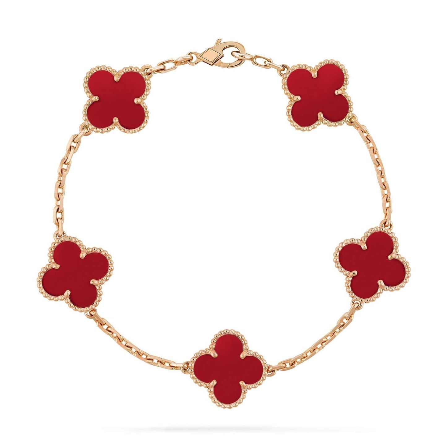 [basloveJW]CLOVER 5 MOTIFS RED AGATE  BRACELET