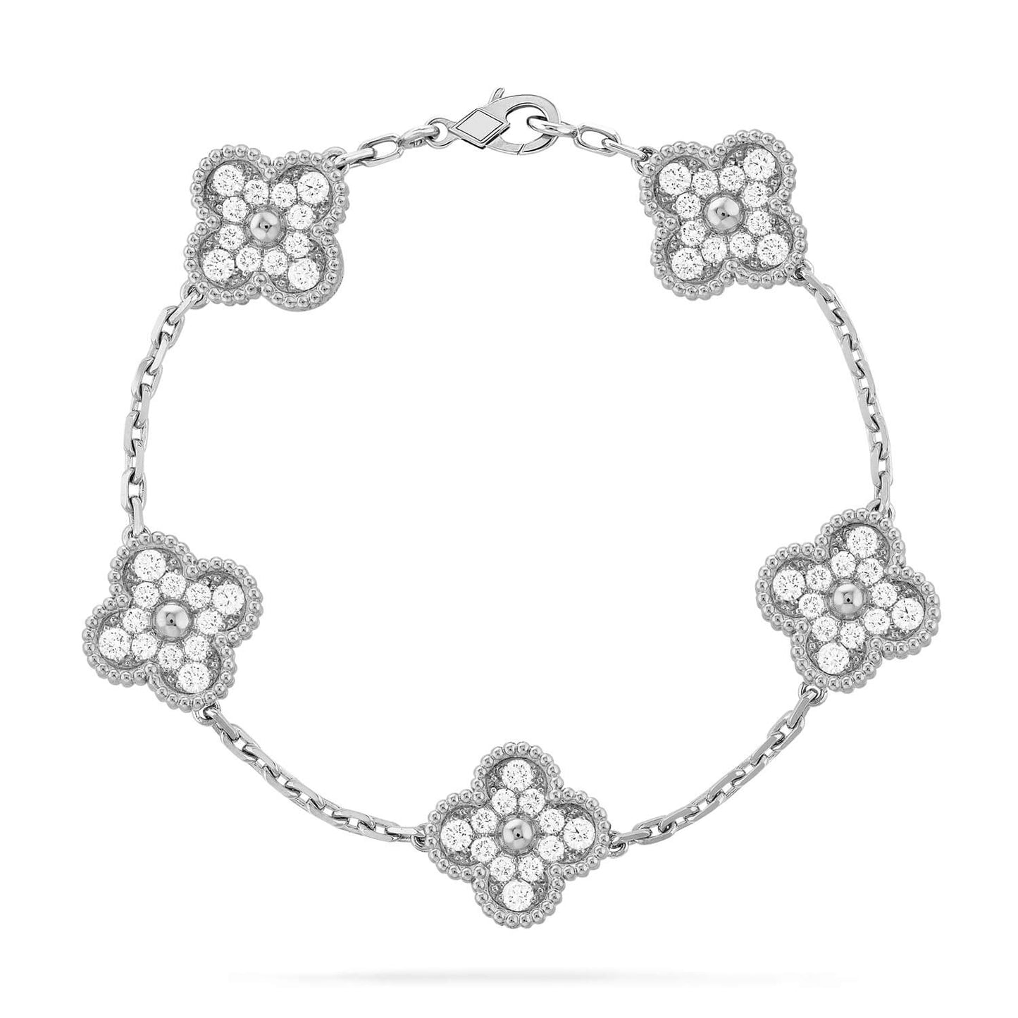 [basloveJW]CLOVER 5 MOTIFS  DIAMOND BRACELET SILVER