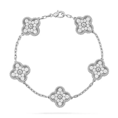 [basloveJW]CLOVER 5 MOTIFS  DIAMOND BRACELET SILVER