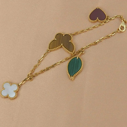 [basloveJW]LUCKY SPRING 5 MOTIF GOLD BRACELET