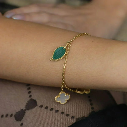 [basloveJW]LUCKY SPRING 5 MOTIF GOLD BRACELET