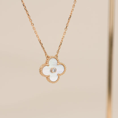 [basloveJW]CLOVER 15MM DIAMOND WHITE FRITILLARIA NECKLACE