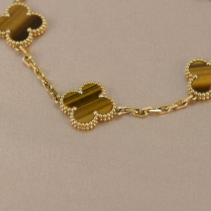 [basloveJW]CLOVER  5 MOTIFS TIGER EYE BRACELET