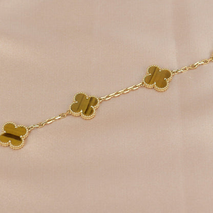 [basloveJW]CLOVER  5 MOTIFS TIGER EYE BRACELET