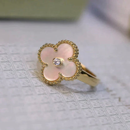 [basloveJW]CLOVER PINK MOP RING GOLD DIAMOND