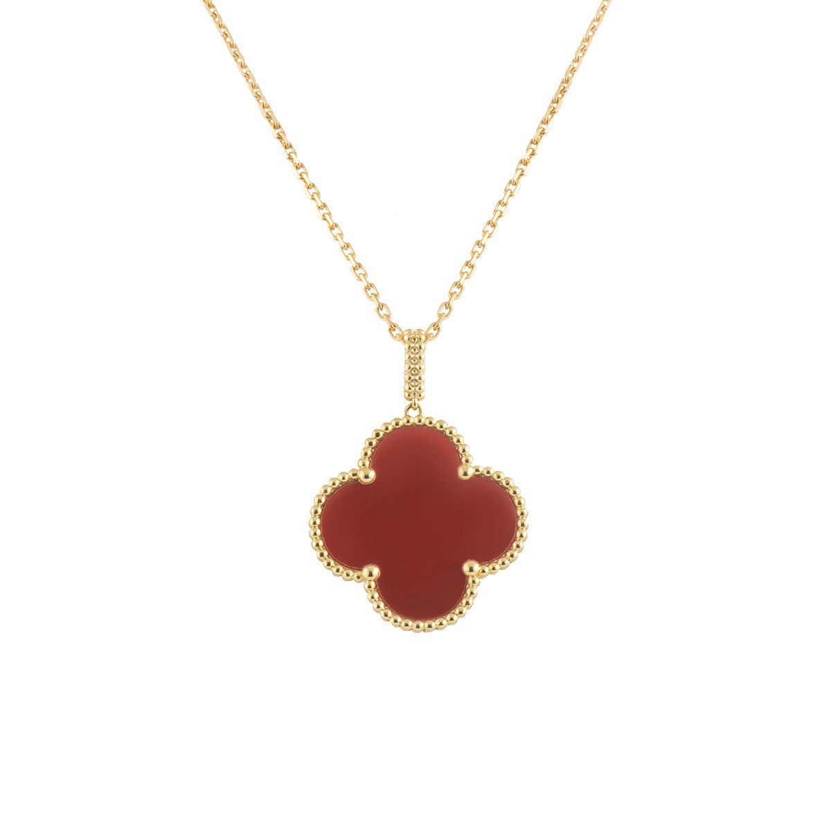 [basloveJW]CLOVER 25MM NECKLACE GOLD CARNELIAN