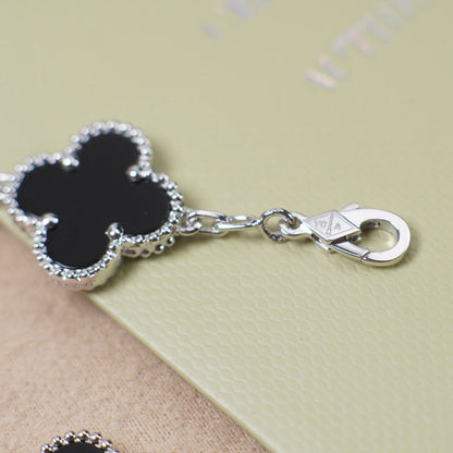 [basloveJW]CLOVER 5 MOTIF ONYXS  BRACELET SILVER