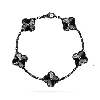 [basloveJW]CLOVER 5 MOTIF BLACK BRACELET