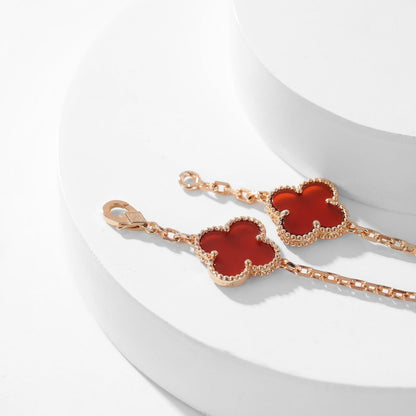 [Basjewels]CLOVER 10 MOTIFS CARNELIAN NECKLACE