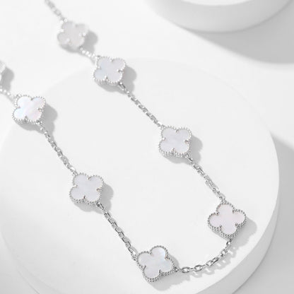 [Basjewels]CLOVER 10 MOTIFS WHITE MOTHER OF PEARL NECKLACE