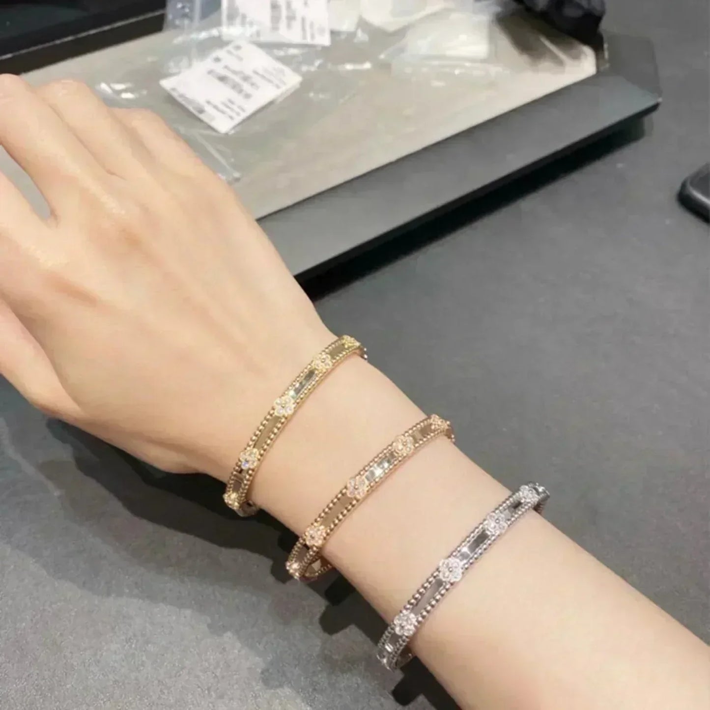 [basloveJW]CLOVER BRACELET 4MM DIAMONDS