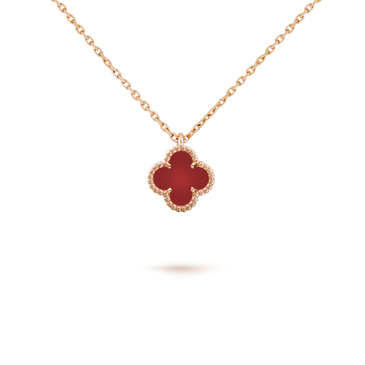 [basloveJW]CLOVER MINI 9.5MM WHITE CARNELIANS NECKLACE