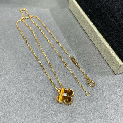 [basloveJW]CLOVER 15MM DIAMOND AND YELLOW TIGER'S EYE AGATE necklace