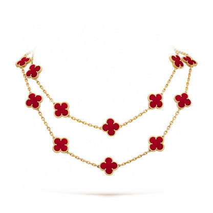 [basloveJW]CLOVER 20 MOTIFS CARNELIAN NECKLACE