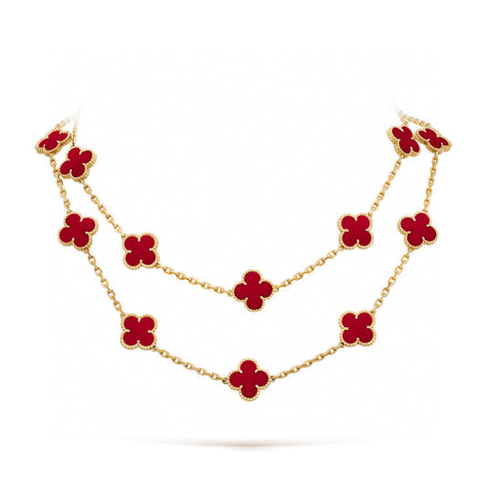 [basloveJW]CLOVER 20 MOTIFS CARNELIAN NECKLACE