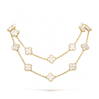 [basloveJW]CLOVER 20 MOTIFS WHITE MOP NECKLACE