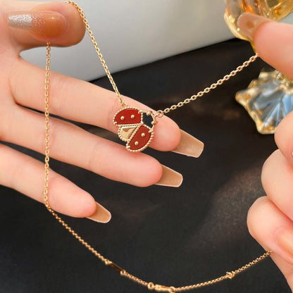 [basloveJW]LUCKY  CARNELIANS LADYBUG NECKLACE