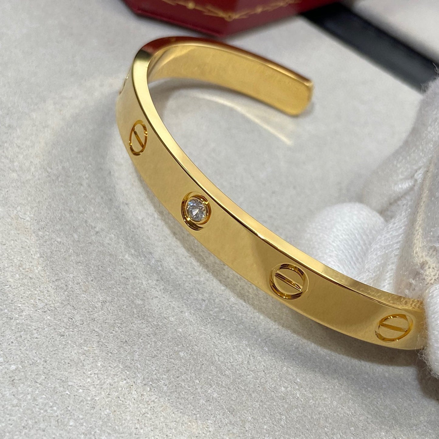 [basloveJW]LOVE BRACELET 6.1MM 1 DIAMOND OPEN CUFF