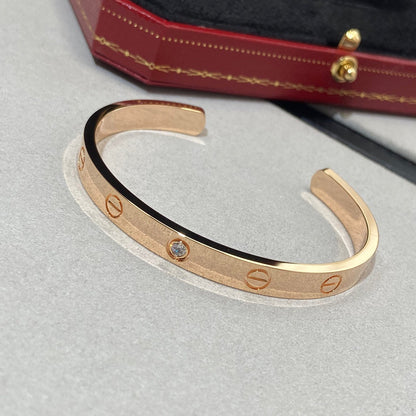 [basloveJW]LOVE BRACELET 6.1MM 1 DIAMOND OPEN CUFF