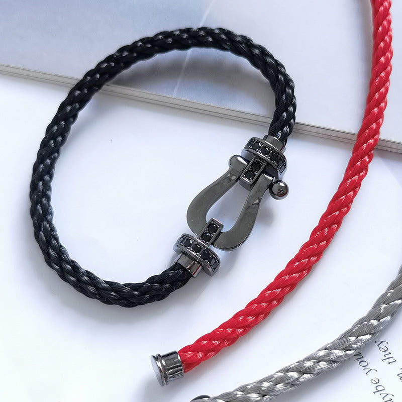 [Basjewels]FORCE LARGE SERIES HORSESHOE BLACK SAMURAI BRACELET