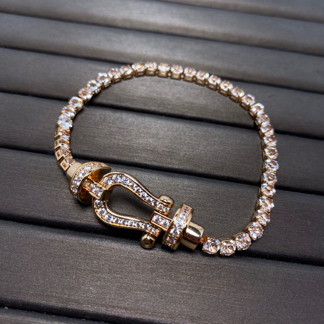 [Basjewels]FORCE  LARGE HORSESHOE FULL DIAMOND TENNIS BRACELET