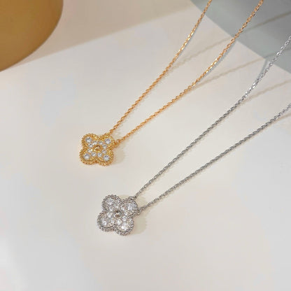 [basloveJW]CLOVER 15MM DIAMOND SINGLE FLOWER NECKLACE