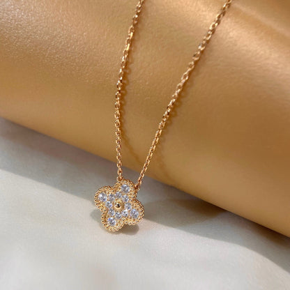 [basloveJW]CLOVER 15MM DIAMOND SINGLE FLOWER NECKLACE