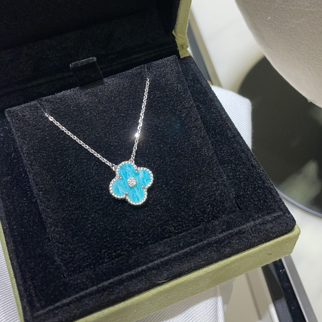 [basloveJW]CLOVER 15MM DIAMOND SVRES PORCELAIN  NECKLACE SILVER