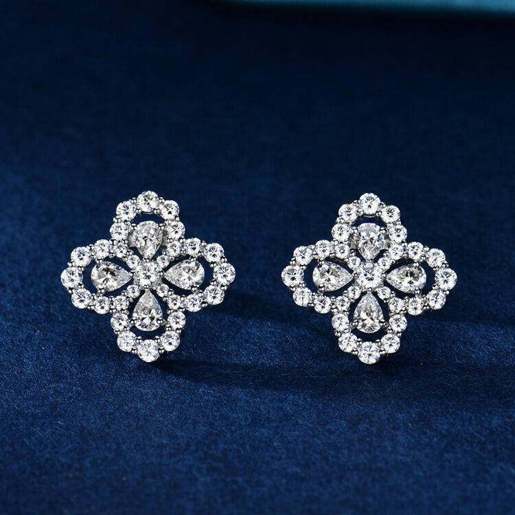 [Basjewels]LOOP EARRINGS FULL MOTIF DIAMOND 16MM SILVE