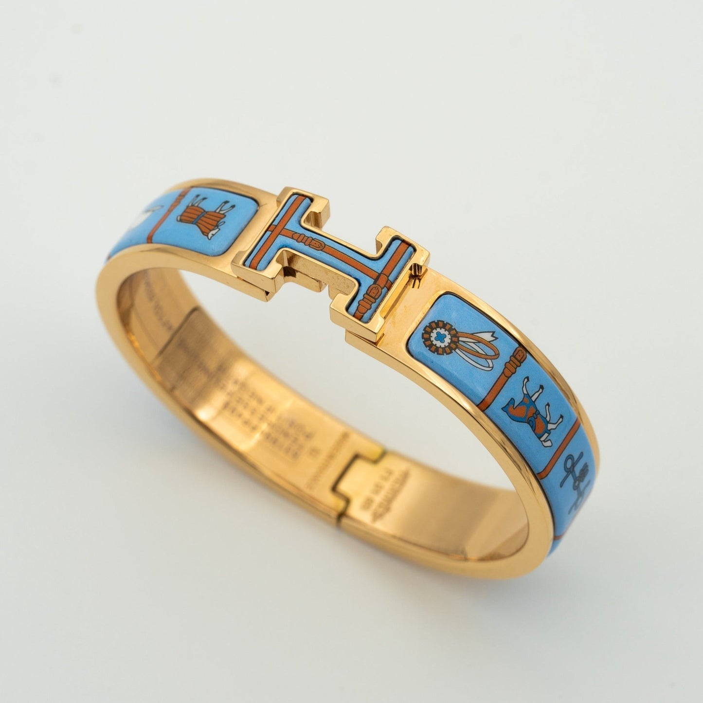 [Basjewels]H PINK GOLD BRACELET BLUE CERAMIC