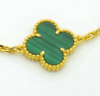 [basloveJW]CLOVER  5 MOTIF MALACHITE DIAMOND BRACELET