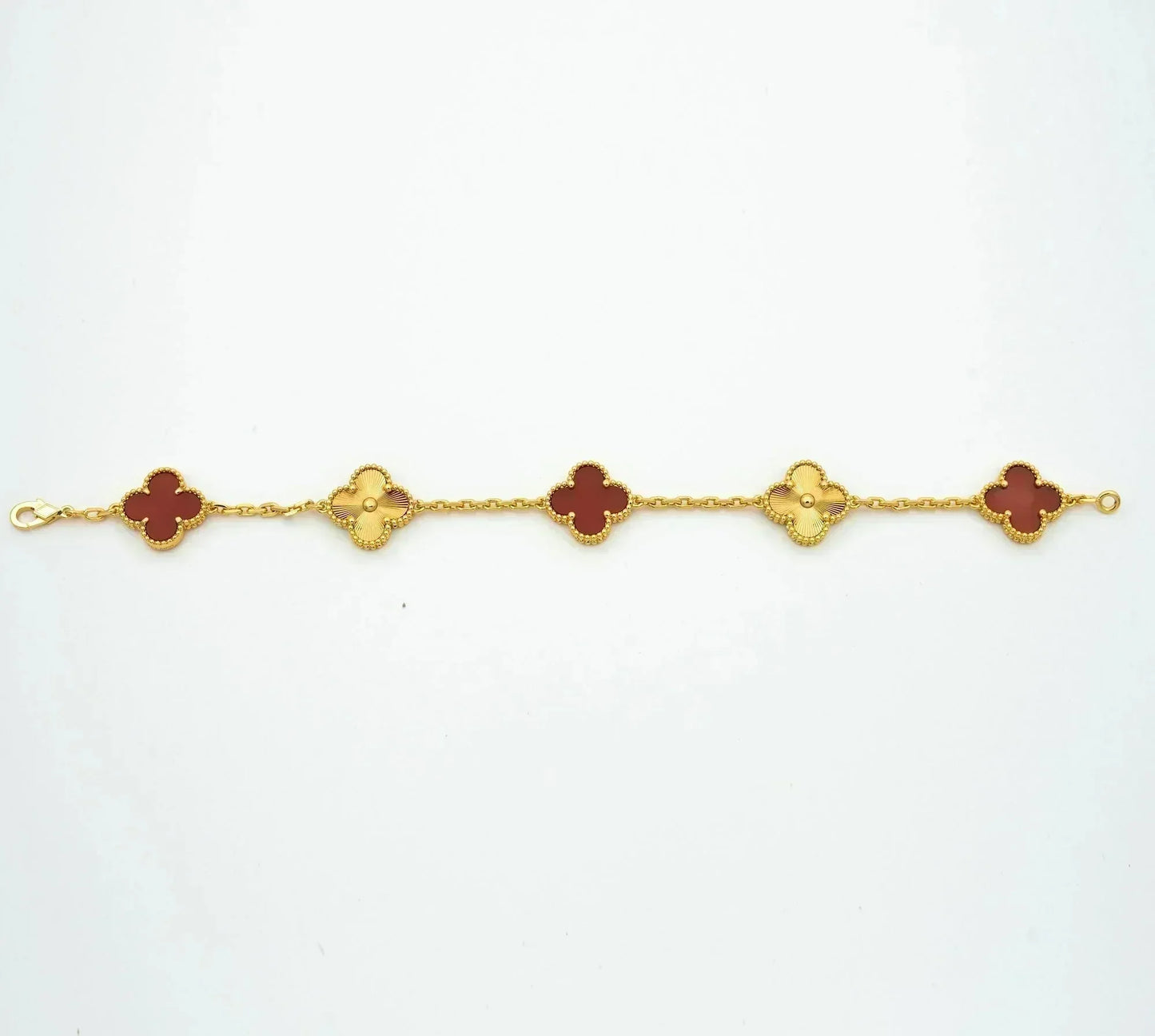 [basloveJW]CLOVER  5 MOTIFS CARNELIAN GOLD BRACELET