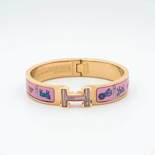 [Basjewels]H PINK GOLD BRACELET PINK CERAMIC