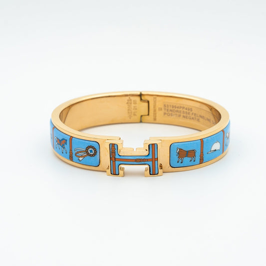 [Basjewels]H PINK GOLD BRACELET BLUE CERAMIC