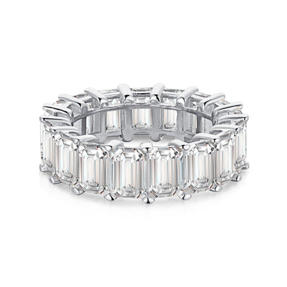 [BASLOVE]0.75 Carat Elegant Emerald Cut Tennis Ring