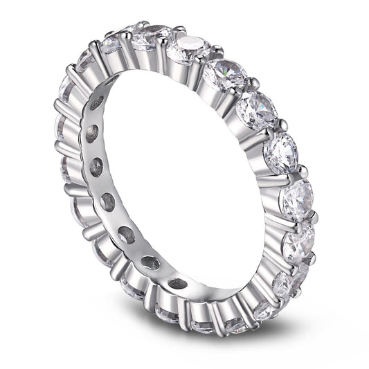 [BASLOVE]Sparkling Round Cut Tennis Ring