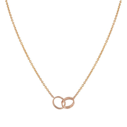 [basloveJW]LOVE NECKLACE DOUBLE RING PINK GOLD