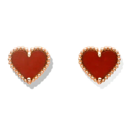 [basloveJW]HEART CARNELIAN STUD EARRINGS