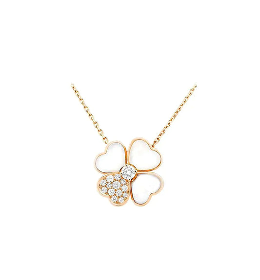 [basloveJW]CLOVER MOP DIAMOND ROSE GOLD NECKLACE