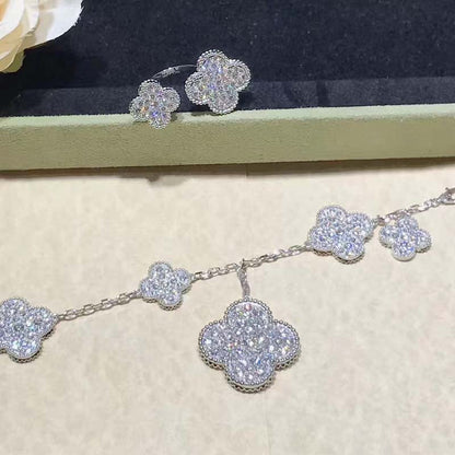 [basloveJW]CLOVER 6 MOTIFS SILVER DIAMOND BRACELET