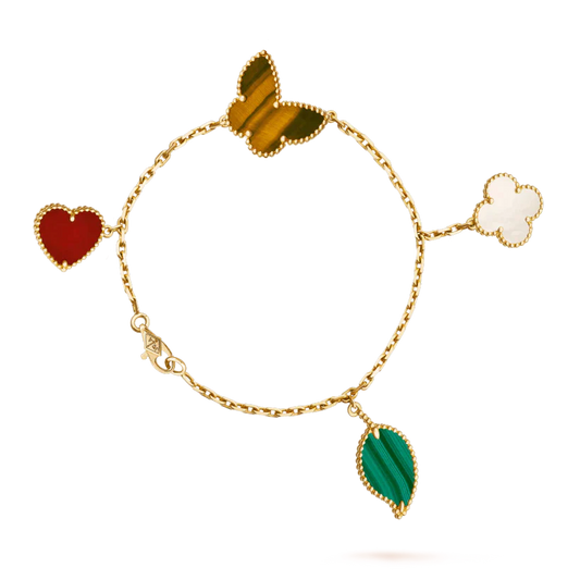 [basloveJW]LUCKY SPRING 5 MOTIF GOLD BRACELET