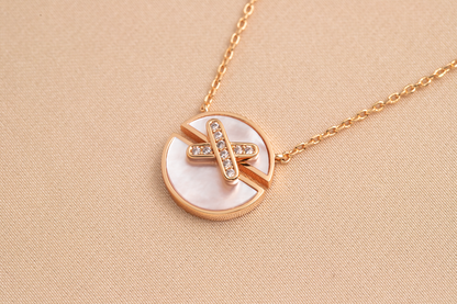 [Basjewels]JEUX DE PINK GOLD DIAMOND NECKLACE