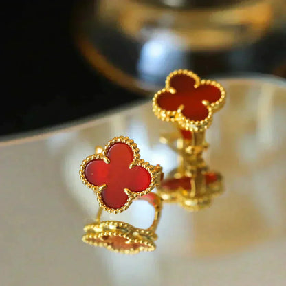 [basloveJW]CLOVER MEDIUM 1 MOTIFS CARNELIAN  EARRINGS