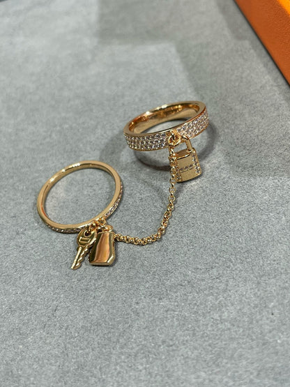 [Basjewels]HM KELLY CLOCHETTE DOUBLE RING IN ROSE GOLD WITH DIAMONDS