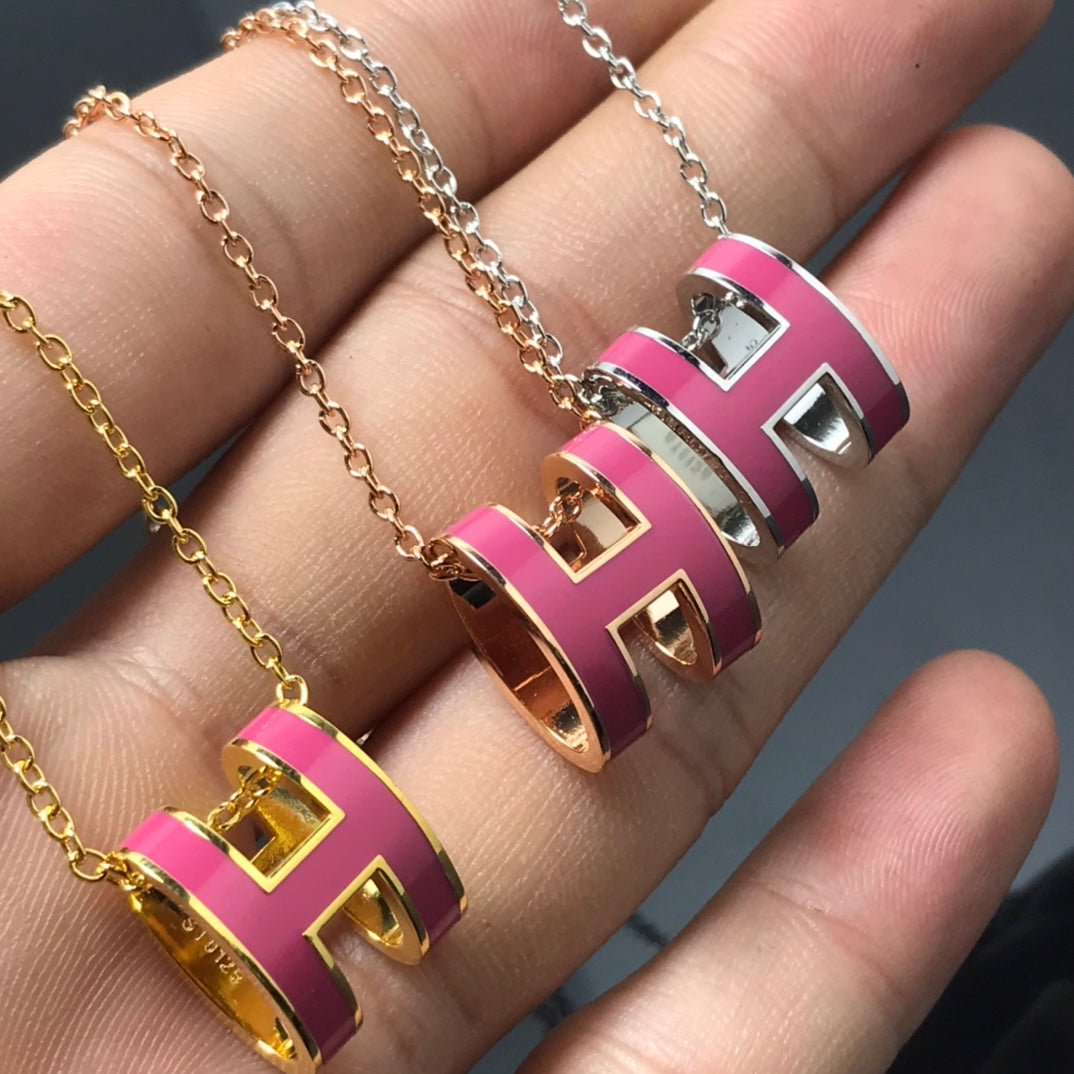 [Basjewels]H NECKLACE PINK