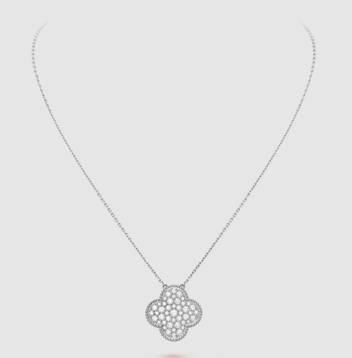 [basloveJW]CLOVER 25MM LARGE PENDANT DIAMOND PAVED SILVER NECKLACE