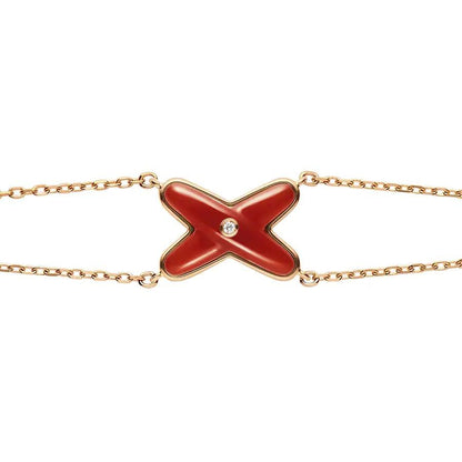 [Basjewels]JEUX BRACELET CARNELIAN PINK GOLD 1 DIAMOND